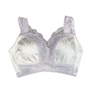 Rhonda Shear Medium Ahh Bra with Lace Neckline purple polka dot gel cups